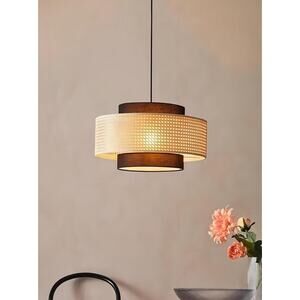 20” Rattan Farmhouse Pendant Light Fixture Dining Room Chandelier Hanging Lamp